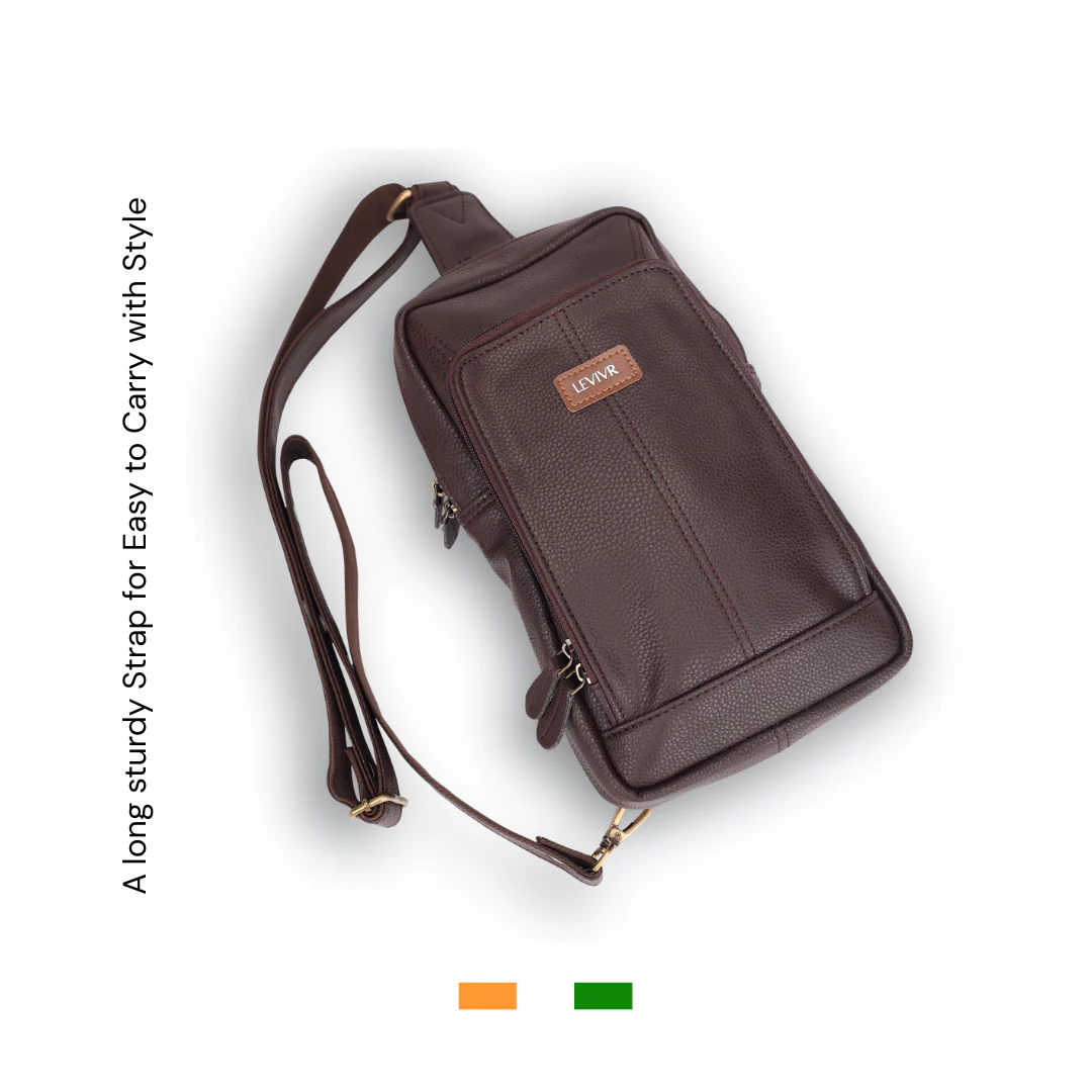 Levivre Brown Leather Cross Body Bag - Side
