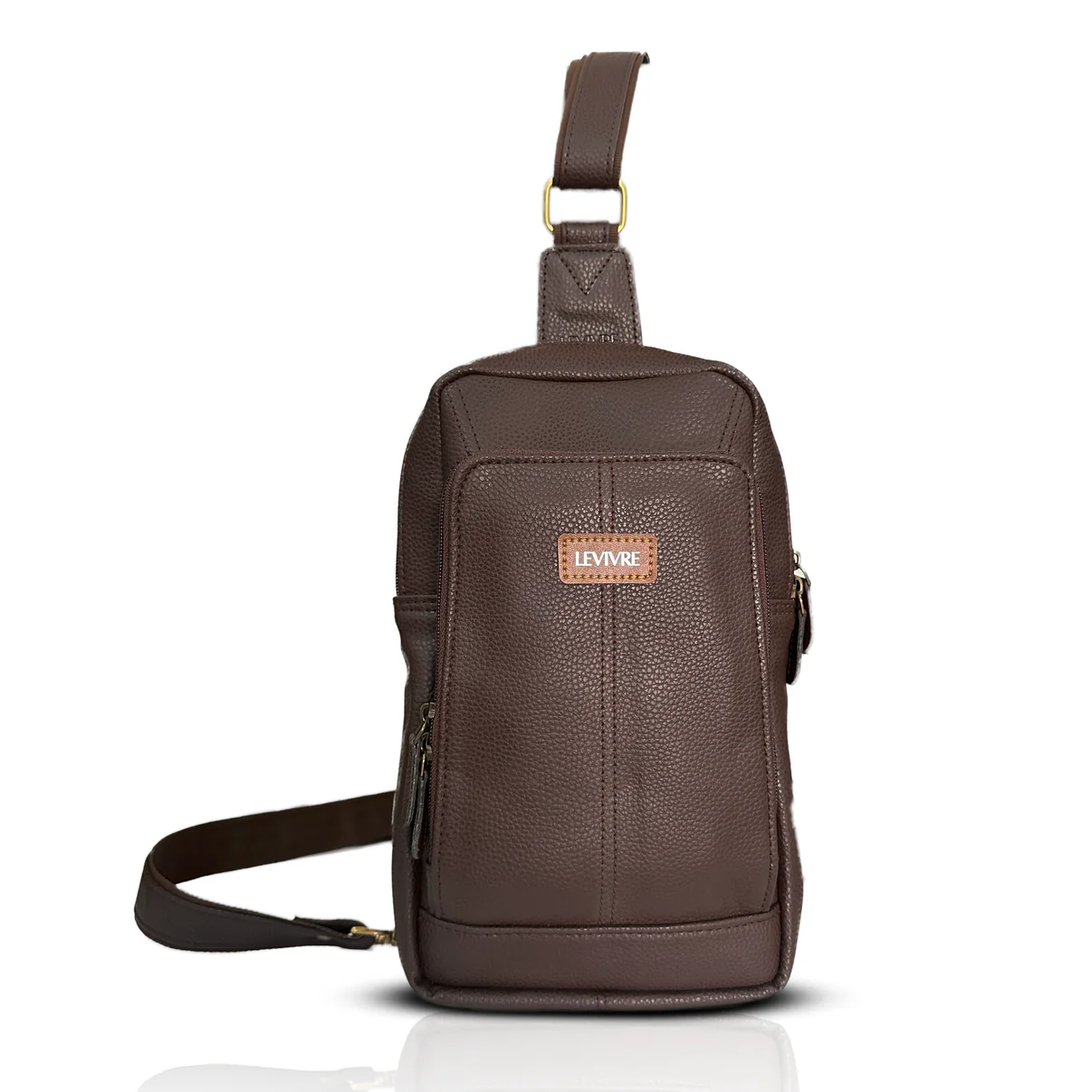 Levivre Brown Leather Cross Body Bag - Open
