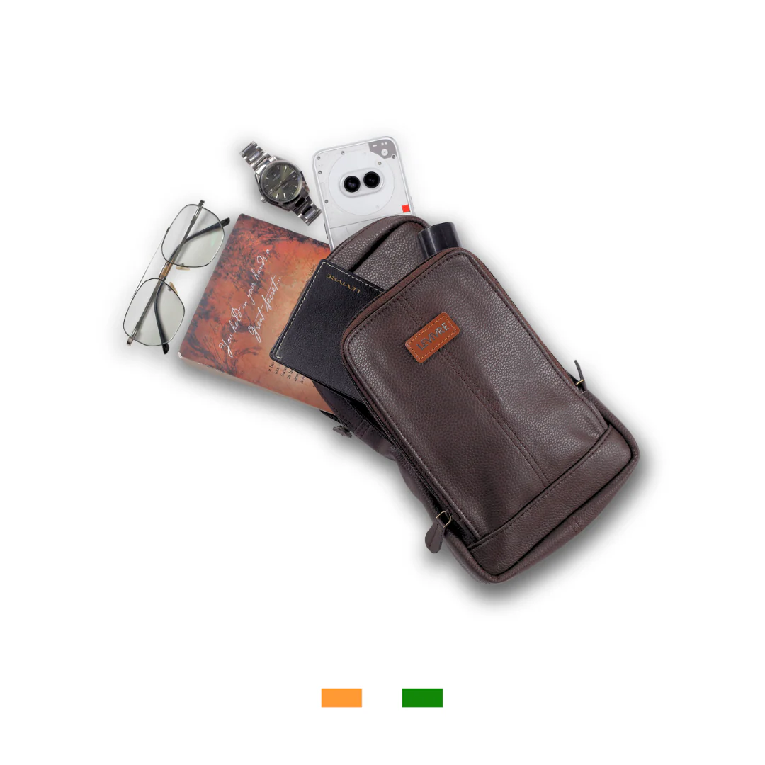 Levivre Brown Leather Cross Body Bag - Worn Style