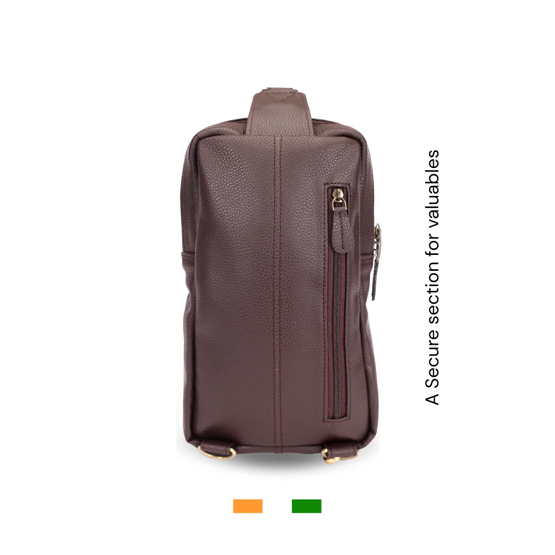 Levivre Brown Leather Cross Body Bag - Detail