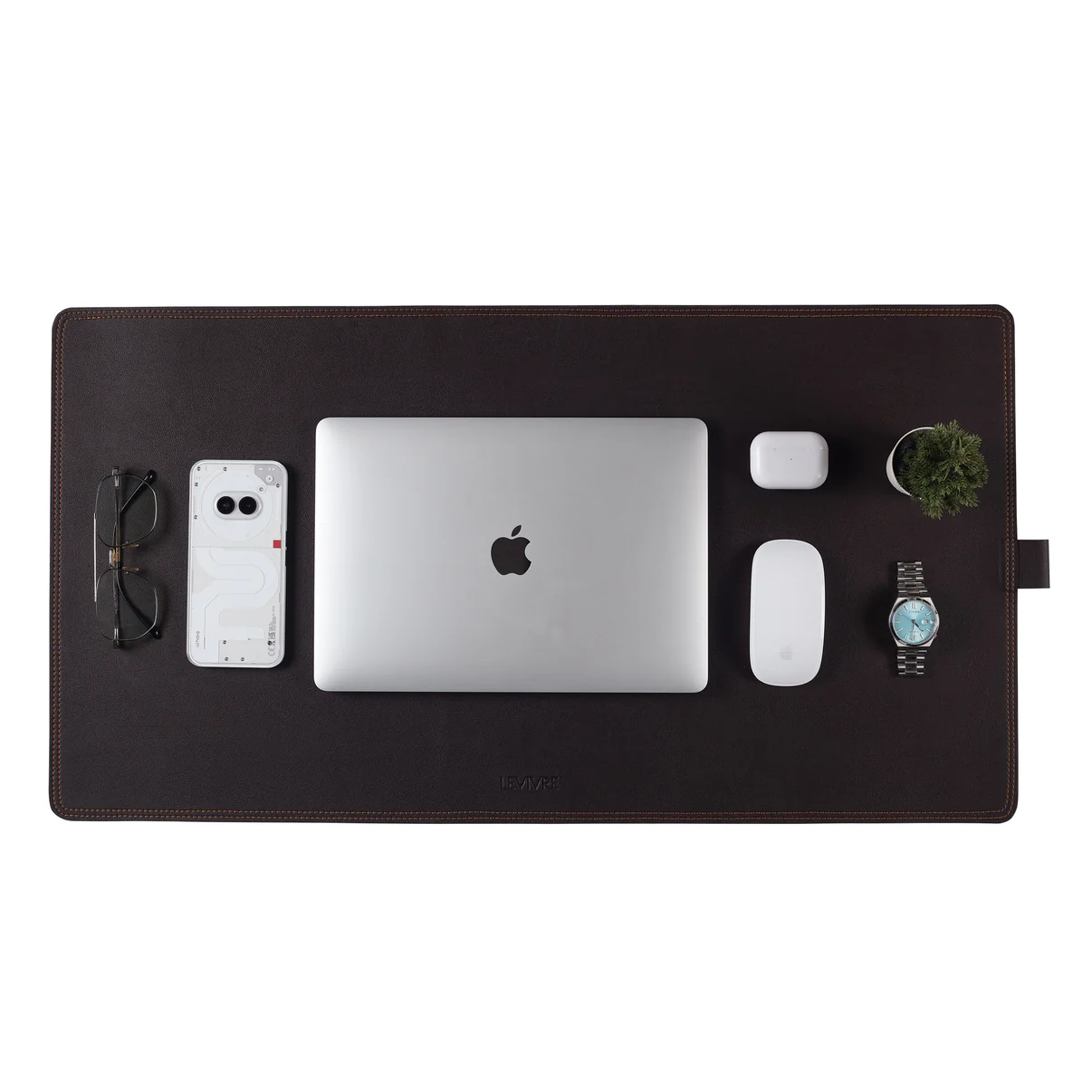 Levivre Command Leather Desk Mat Brown - Desk Setup