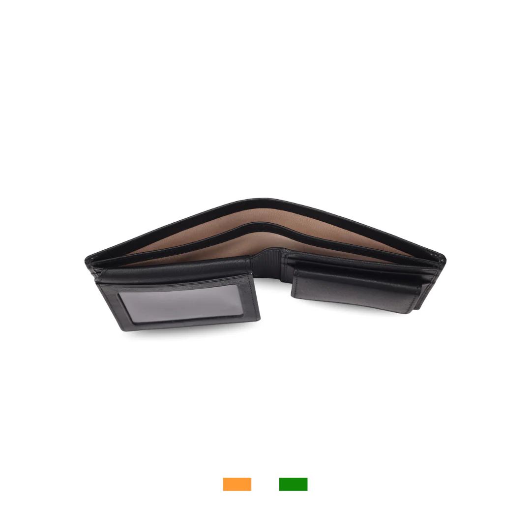 Levivre Flat Grain Black Leather Billfold Wallet - Side