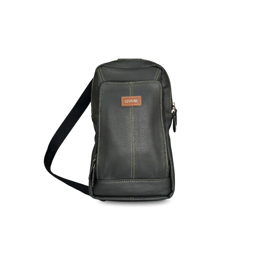 Levivre Olive Green Leather Cross Body Bag - Front