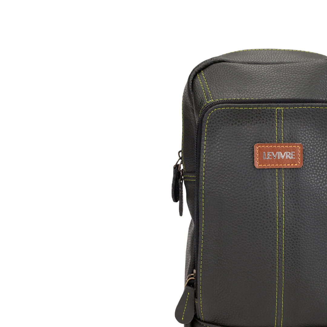 Levivre Olive Green Leather Cross Body Bag - Angle