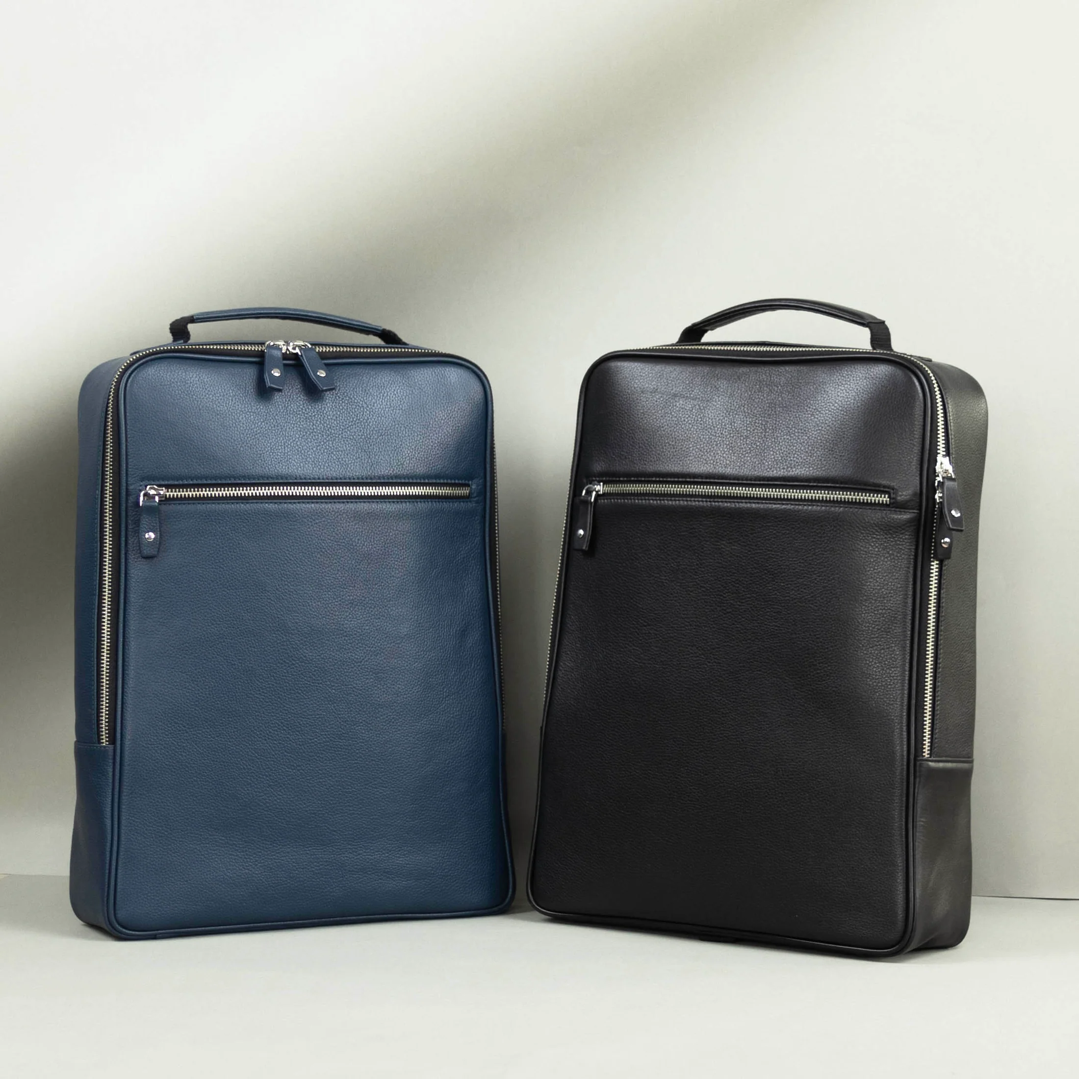 Levivre Premium Leather Backpack Blue - Angle View