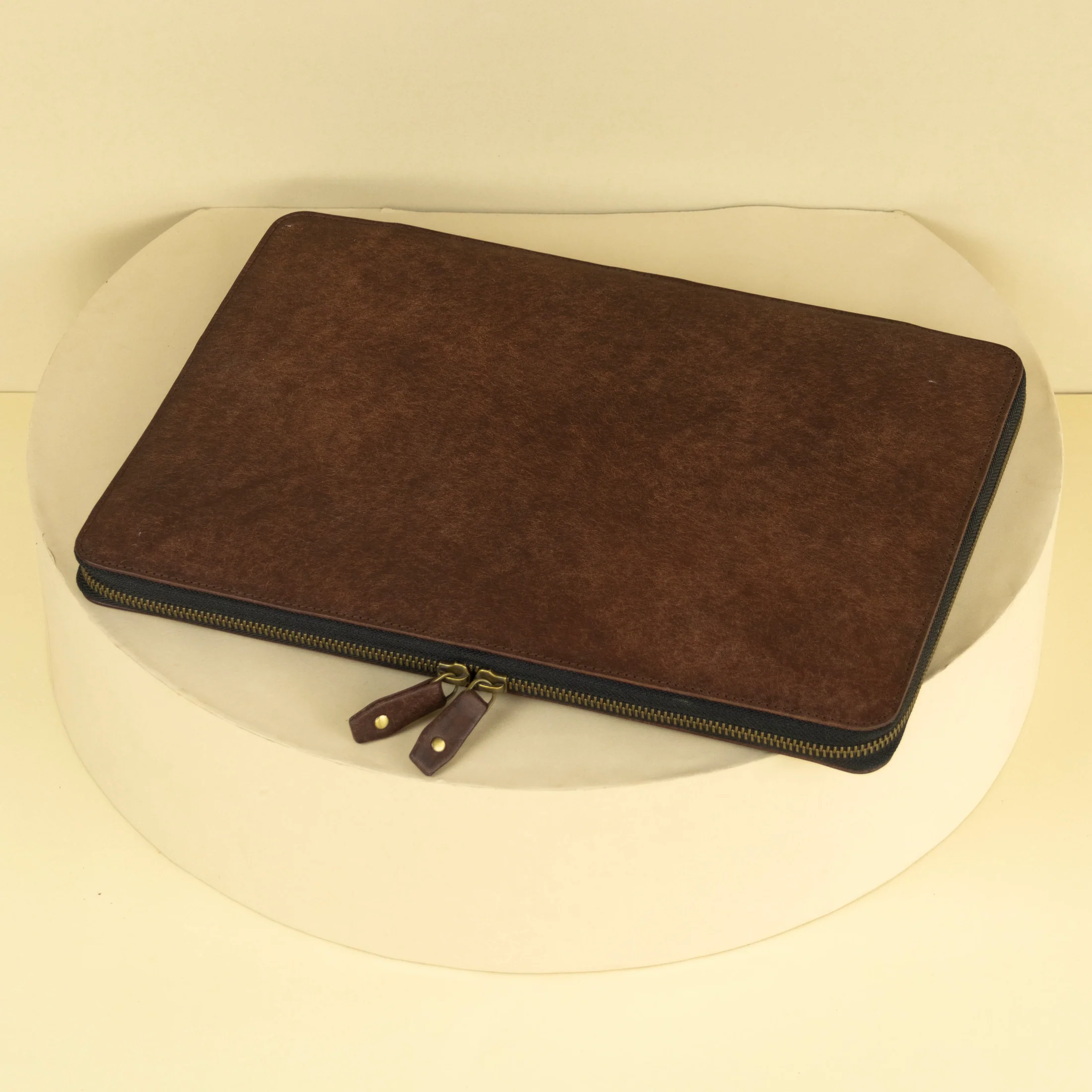 Levivre Premium Leather Laptop Sleeve Brown - Open View