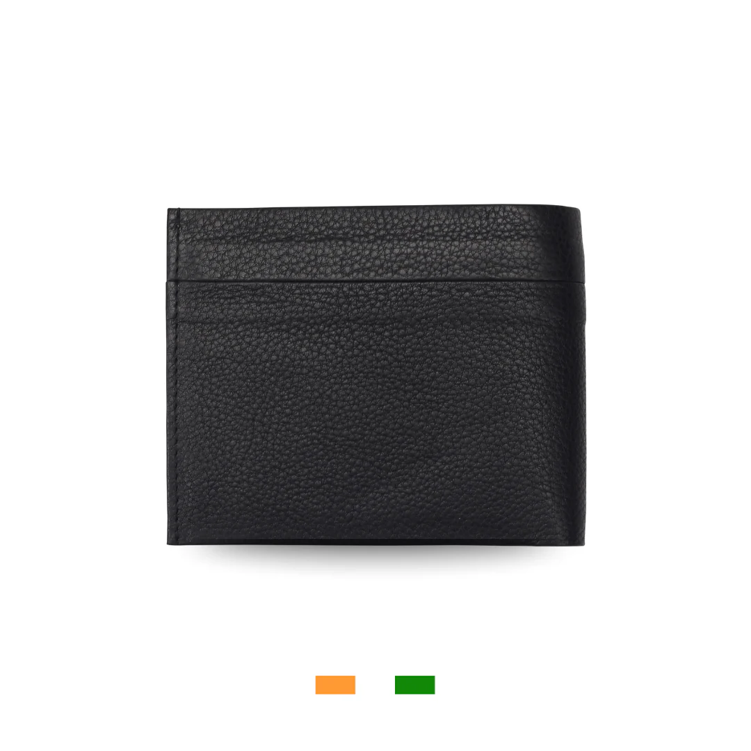 Levivre Smooth Grain Black Leather Billfold Wallet - Detail